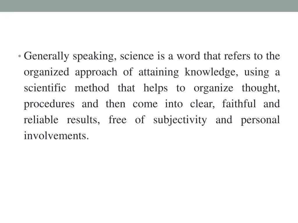 generally speaking science is a word that refers