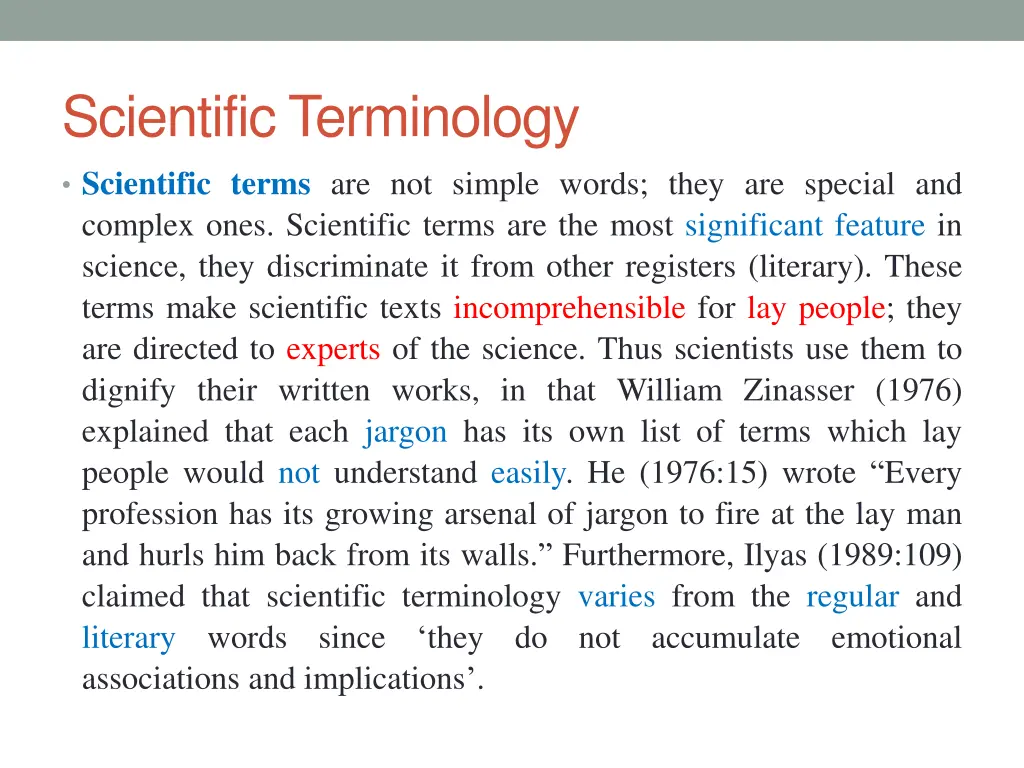 scientific terminology