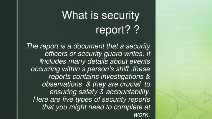 what is security report