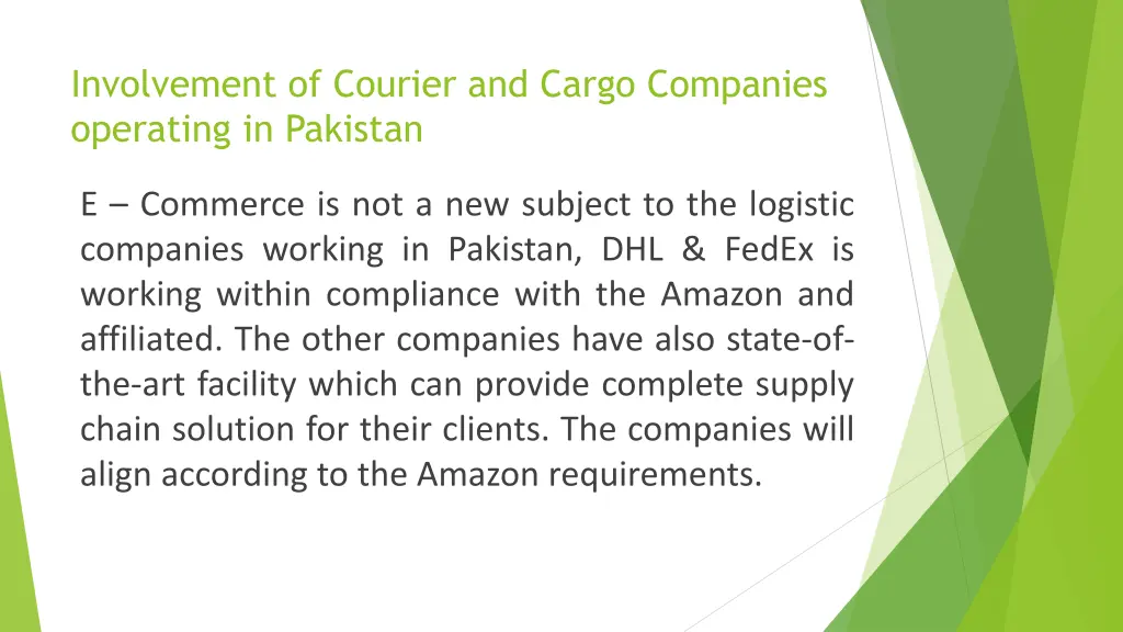 involvement of courier and cargo companies