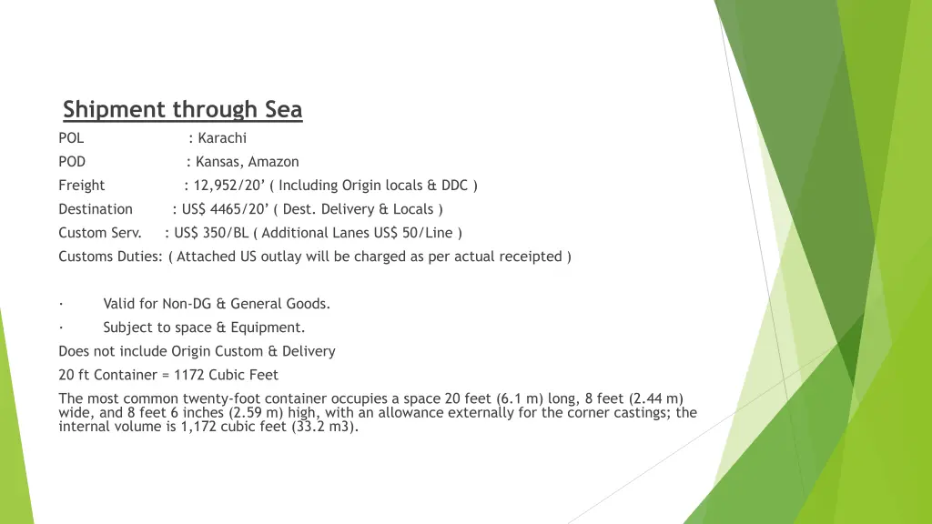 shipment through sea pol pod freight destination