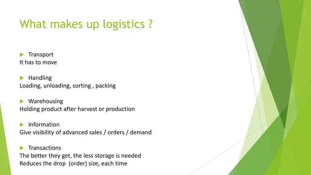 what makes up logistics