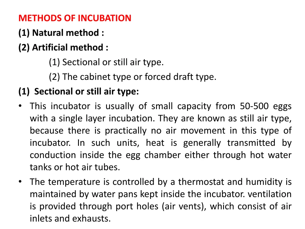 methods of incubation 1 natural method