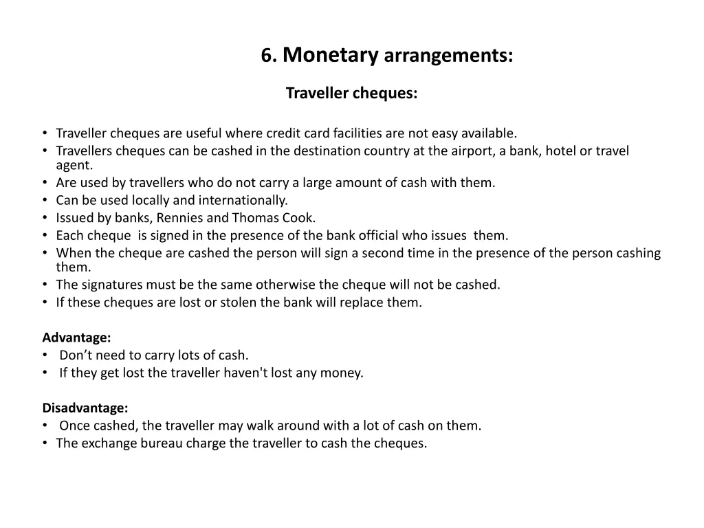 6 monetary arrangements