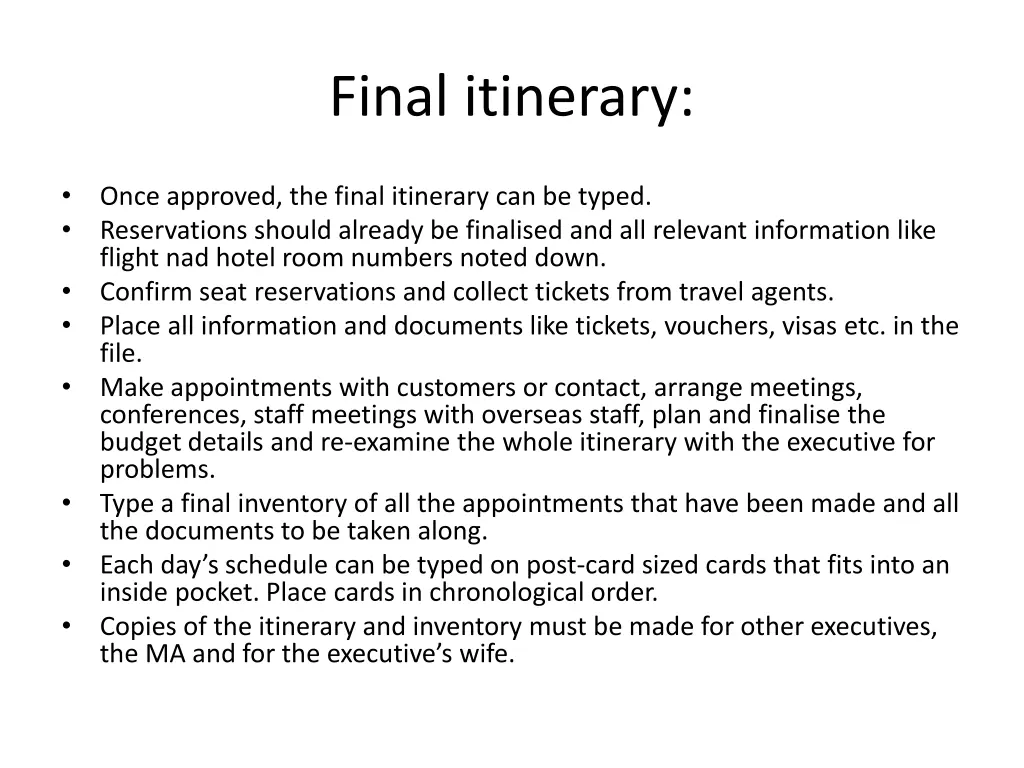 final itinerary