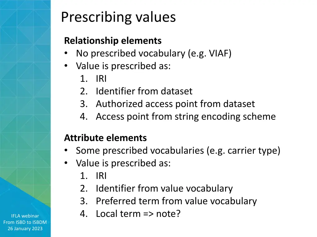 prescribing values