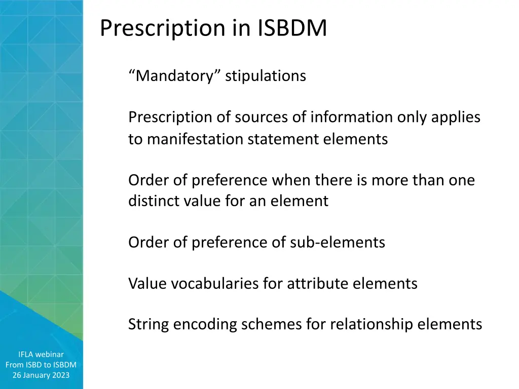 prescription in isbdm