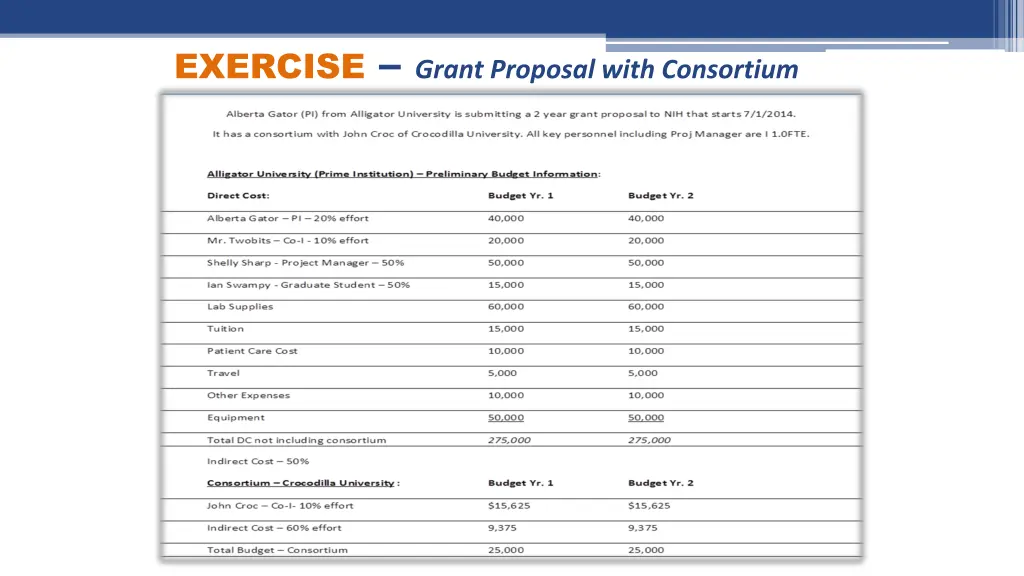 exercise grant proposal with consortium 1