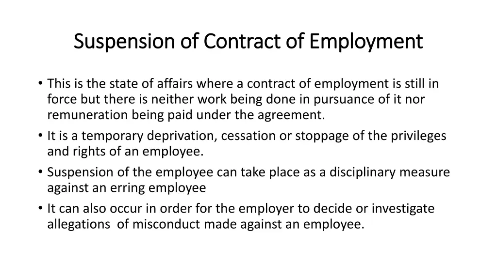 suspension of contract of employment suspension