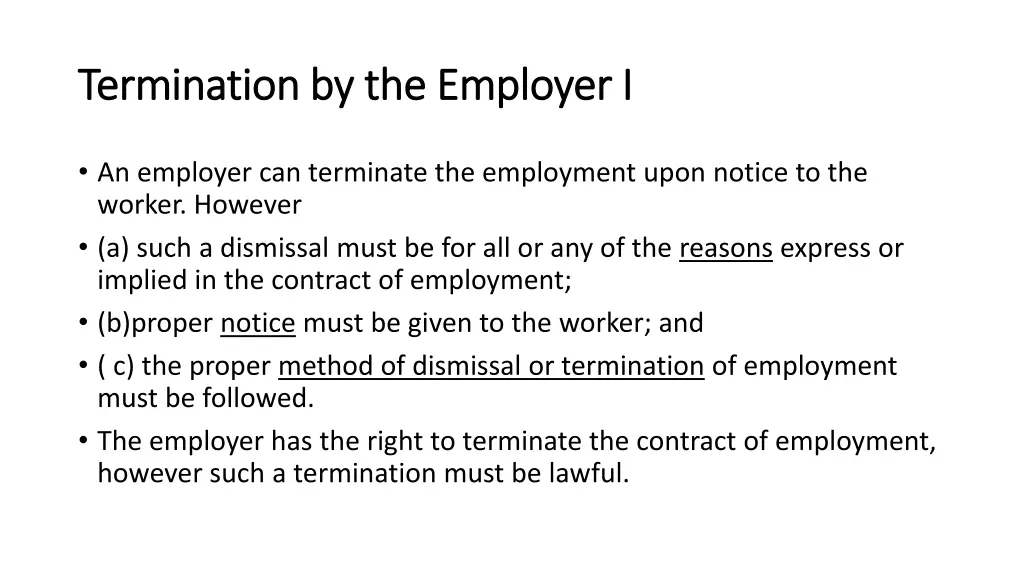 termination by the employer i termination