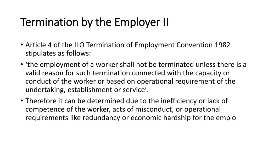 termination by the employer ii termination