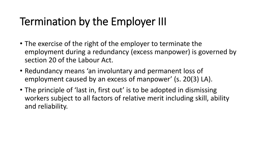 termination by the employer iii termination