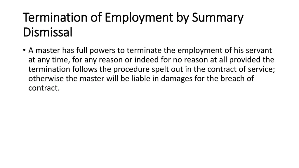 termination of employment by summary termination 2