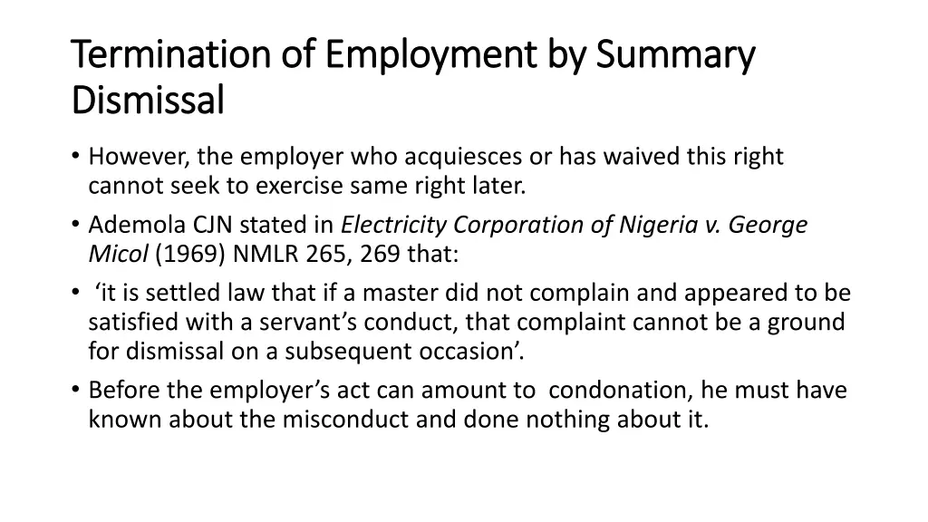 termination of employment by summary termination 4