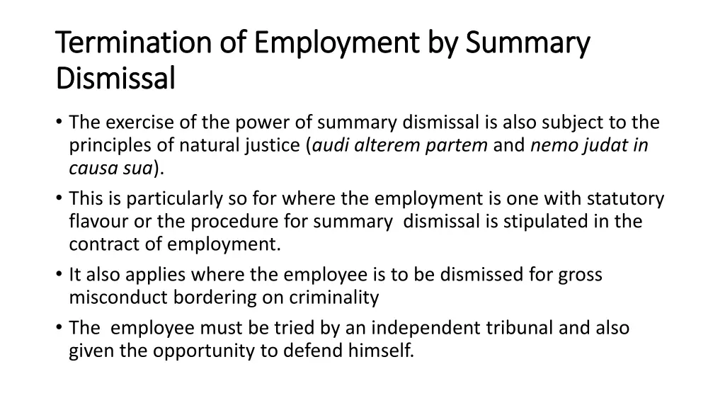 termination of employment by summary termination 6