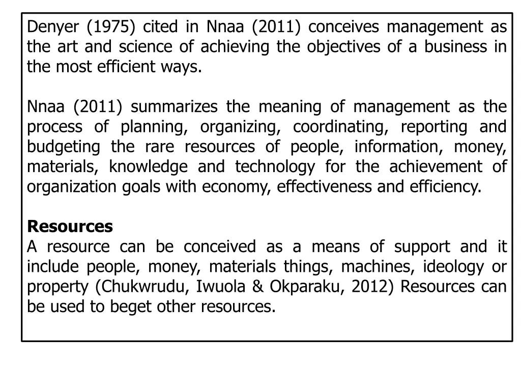 denyer 1975 cited in nnaa 2011 conceives