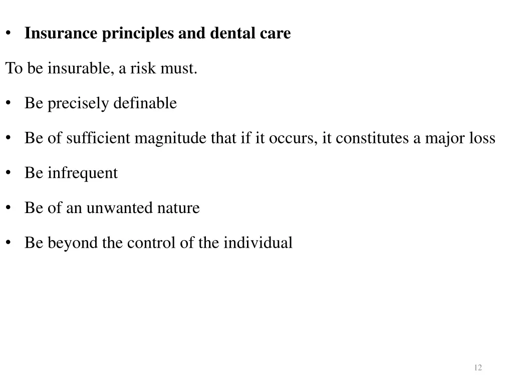 insurance principles and dental care