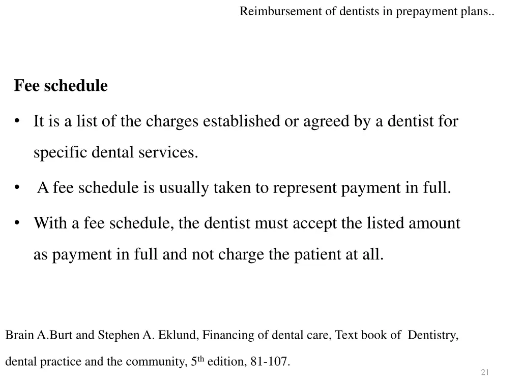 reimbursement of dentists in prepayment plans 3