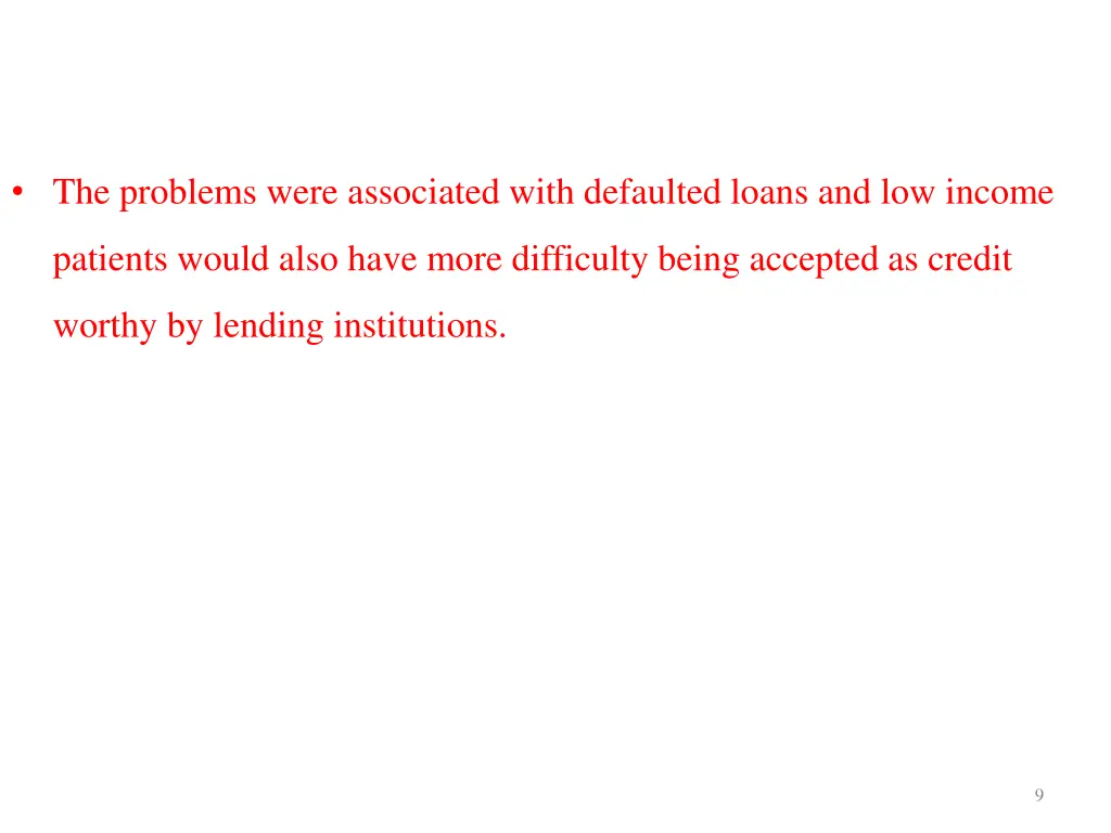 the problems were associated with defaulted loans