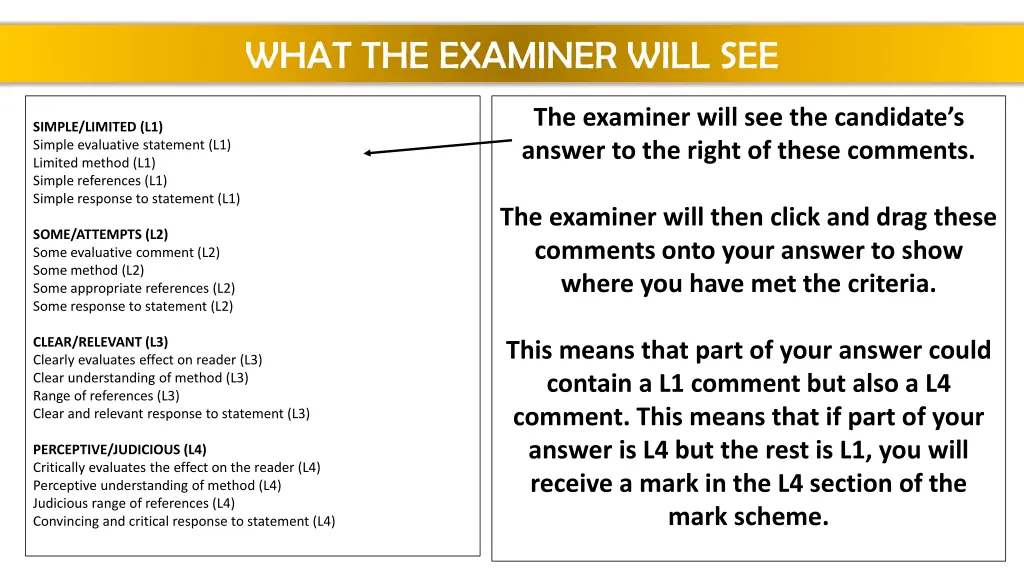 what the examiner will see 1