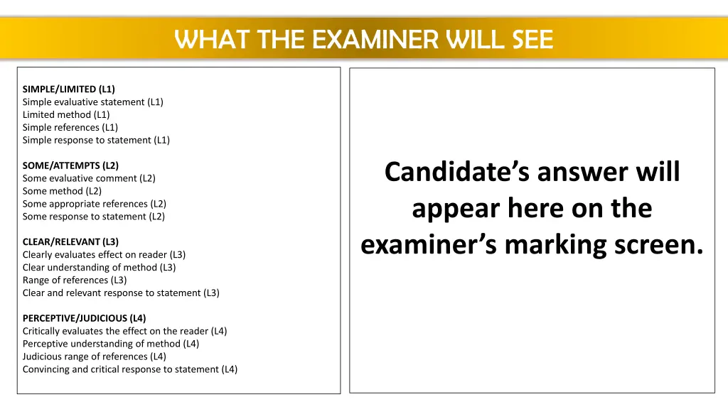 what the examiner will see