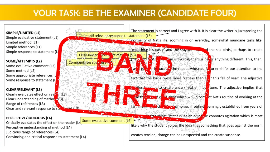 your task be the examiner candidate four 1