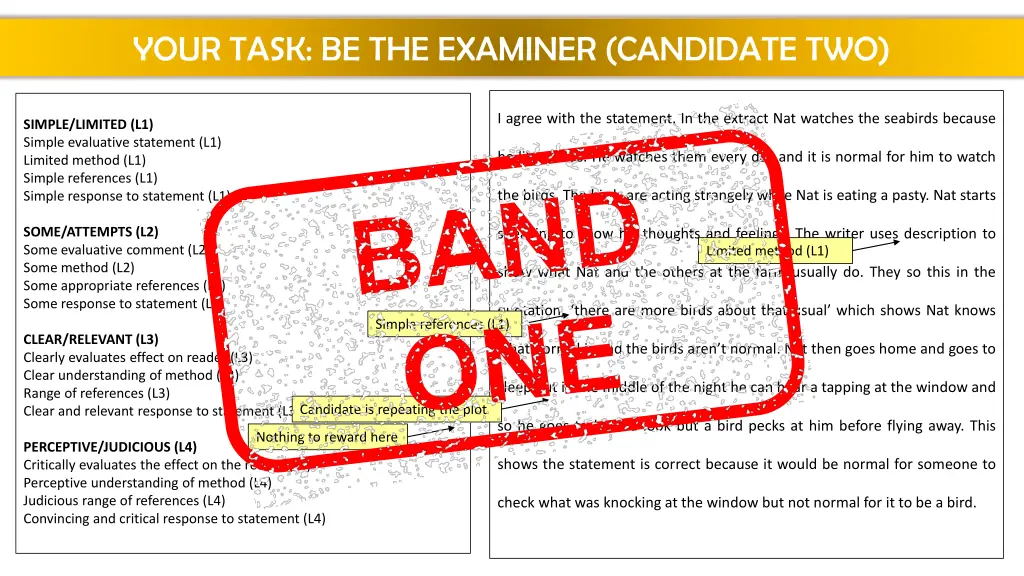 your task be the examiner candidate two 1