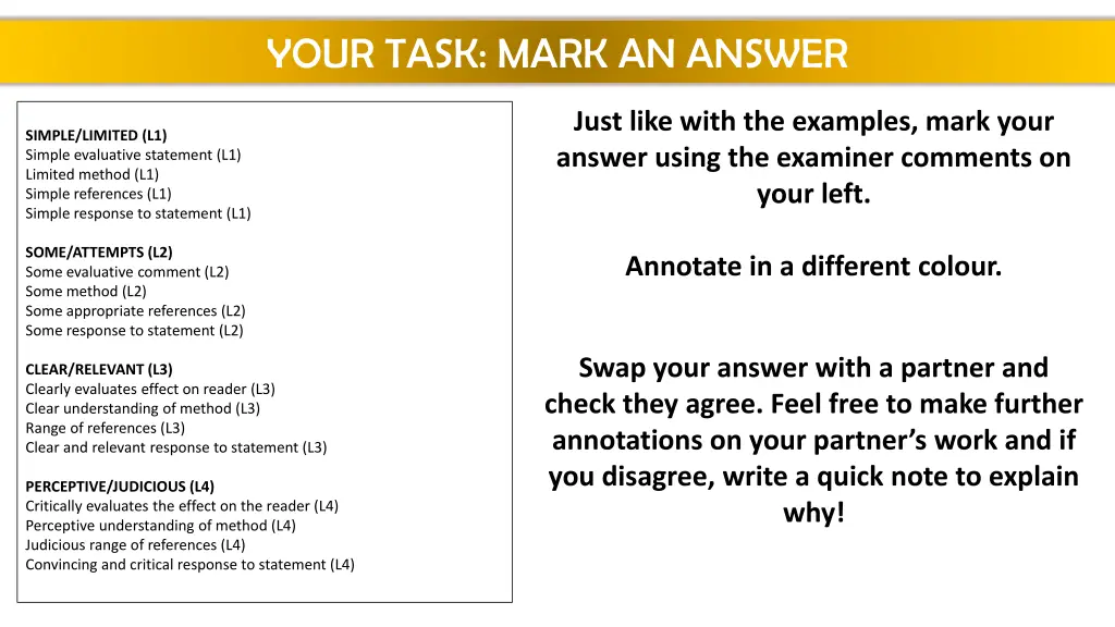 your task mark an answer