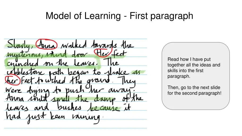 model of learning first paragraph