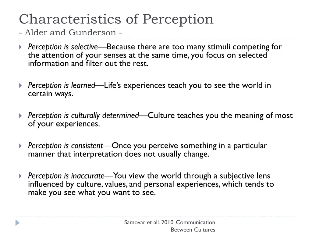 characteristics of perception alder and gunderson