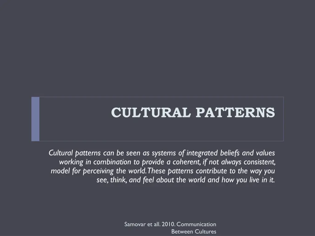 cultural patterns