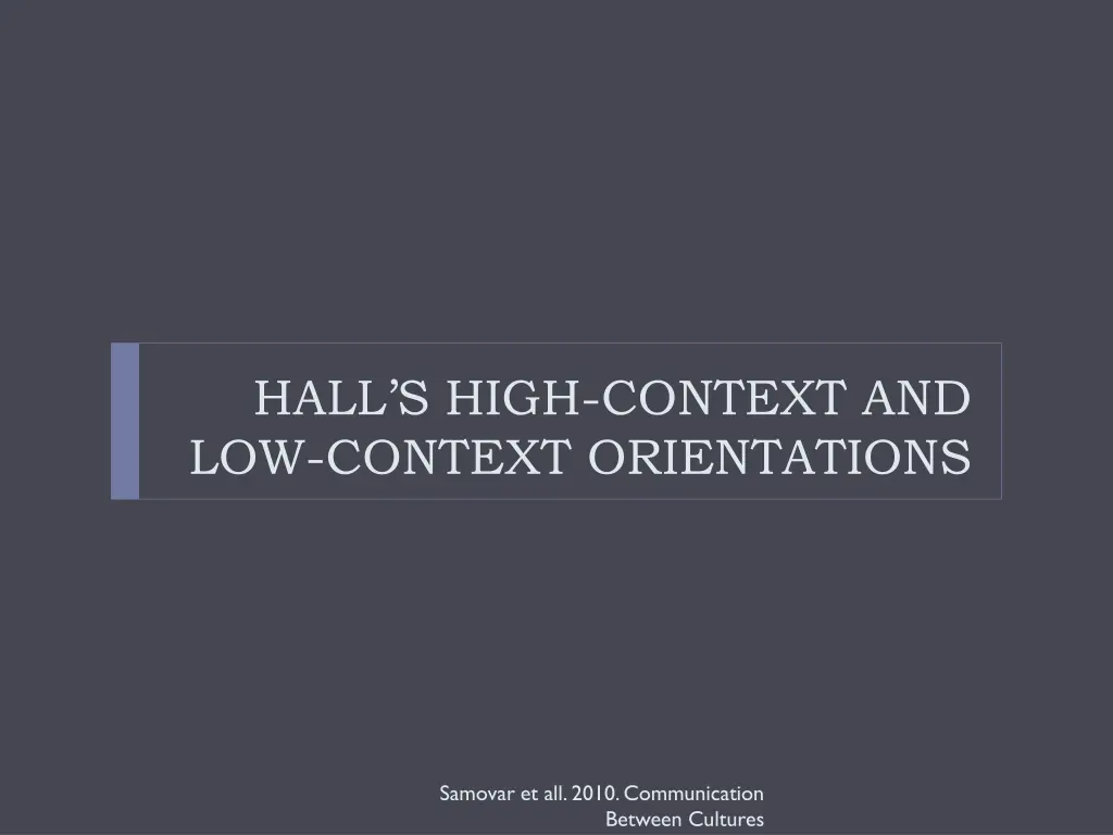 hall s high context and low context orientations