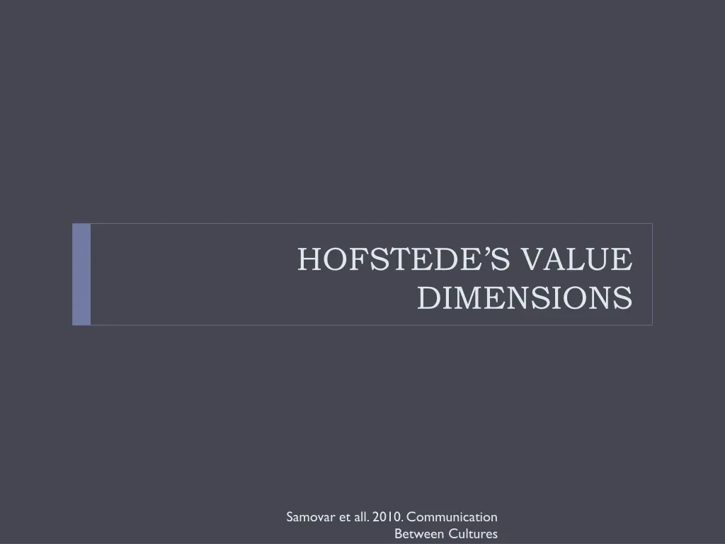 hofstede s value dimensions