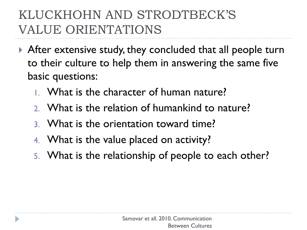 kluckhohn and strodtbeck s value orientations 1