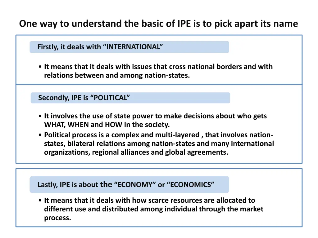 one way to understand the basic of ipe is to pick