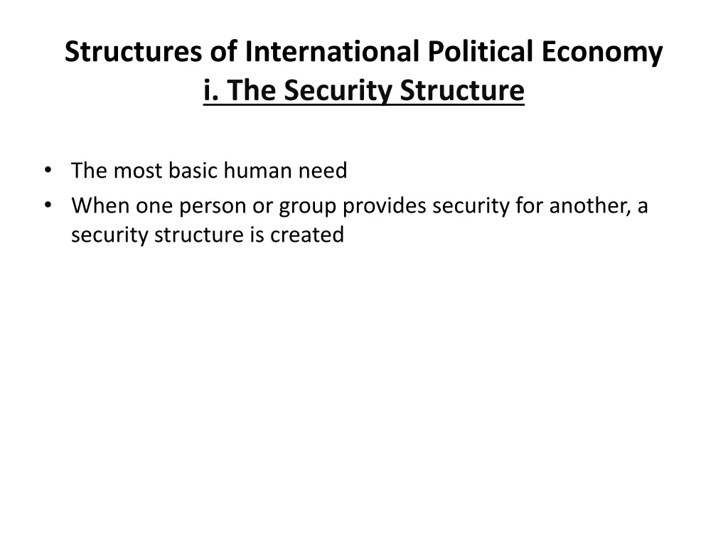 structures of international political economy 2