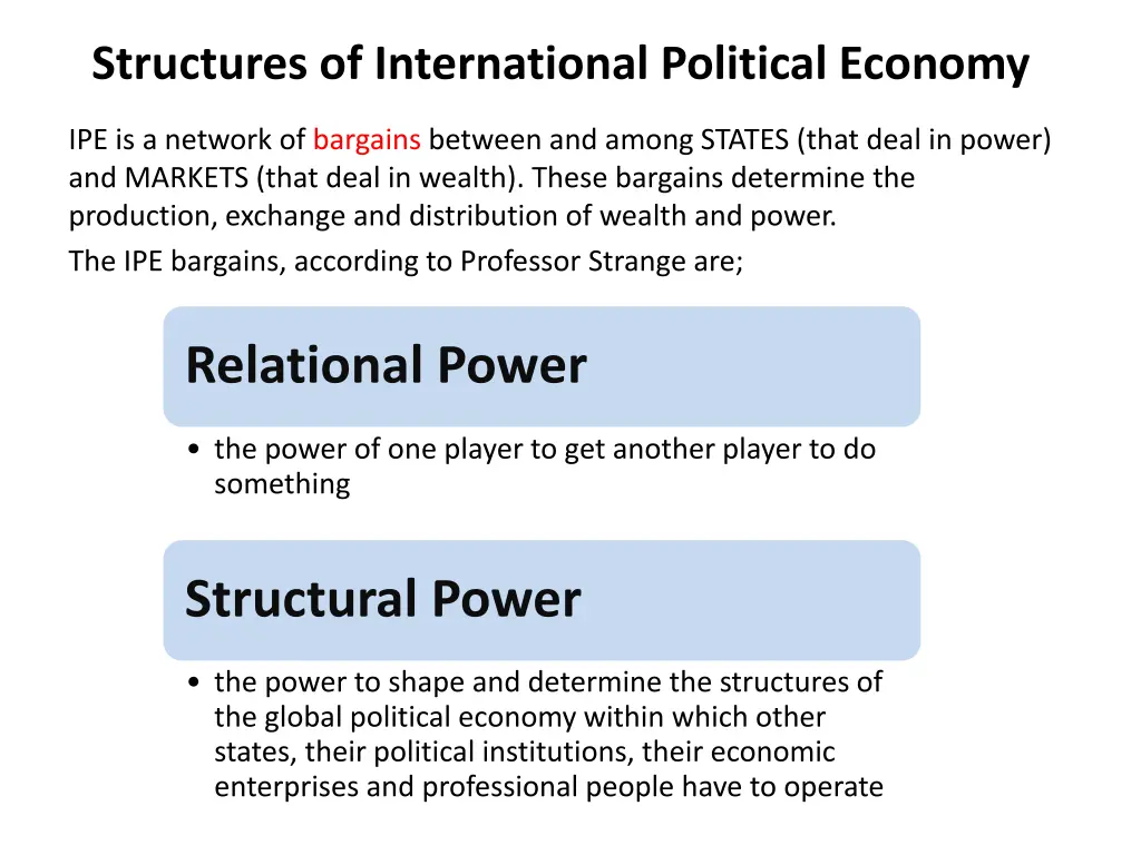 structures of international political economy