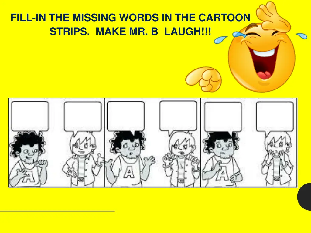 fill in the missing words in the cartoon strips 2