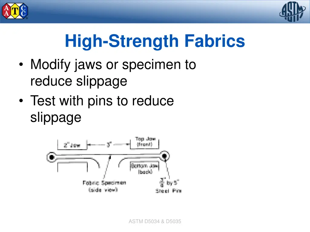 high strength fabrics modify jaws or specimen