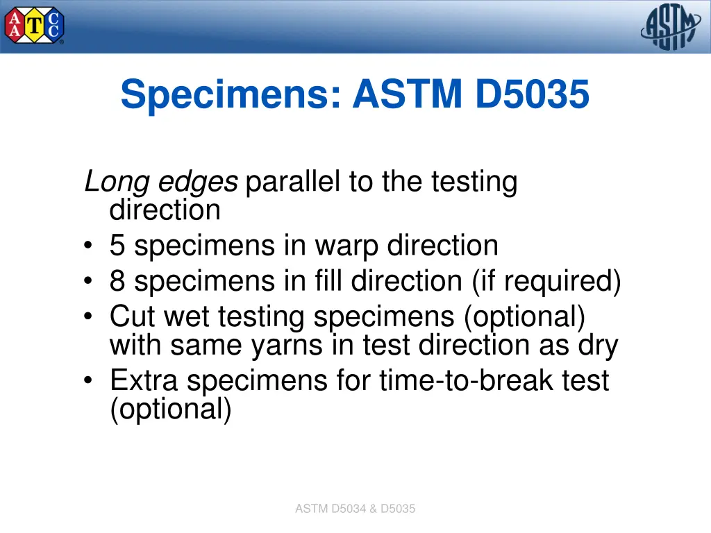 specimens astm d5035 1