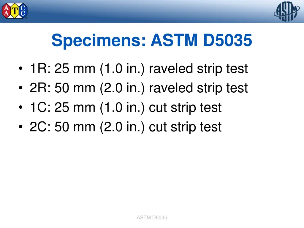 specimens astm d5035