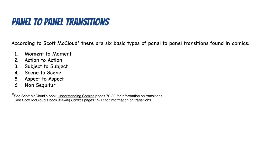 panel to panel transitions