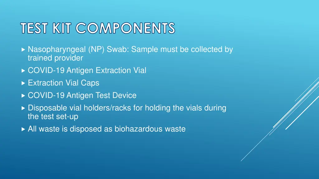 test kit components