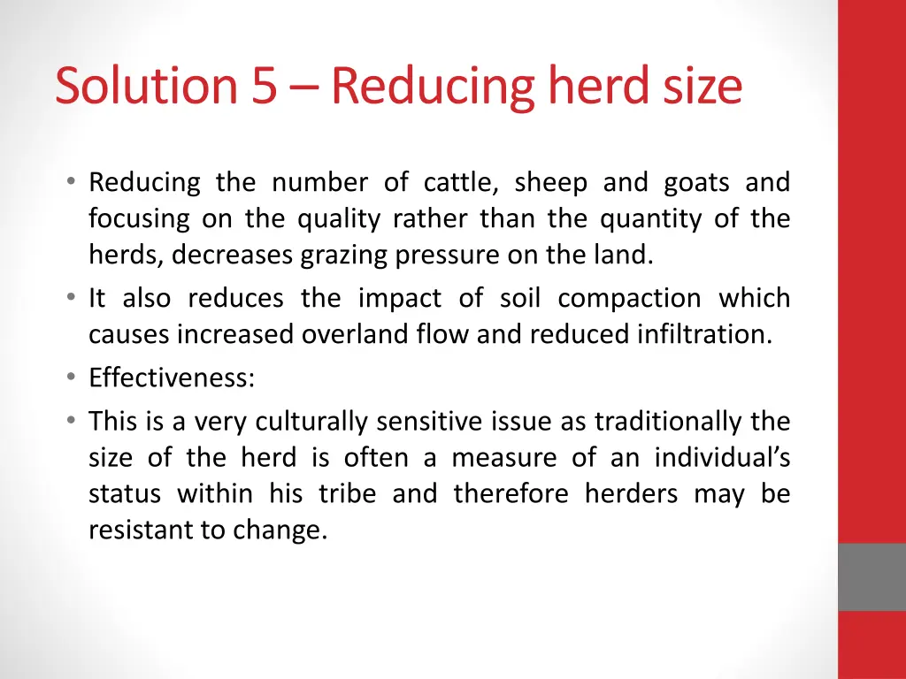 solution 5 reducing herd size