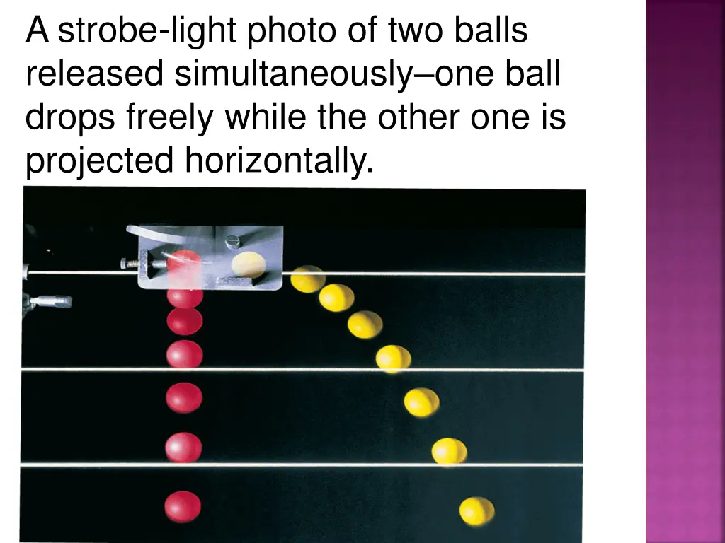 a strobe light photo of two balls released