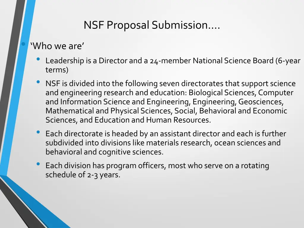 nsf proposal submission who we are leadership