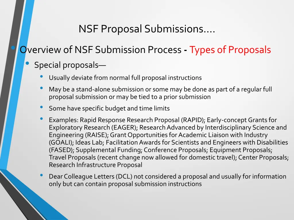 nsf proposal submissions overview