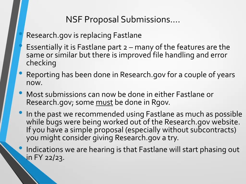 nsf proposal submissions research