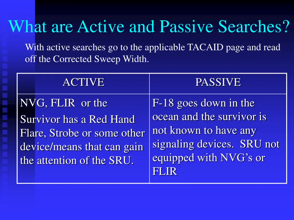 what are active and passive searches