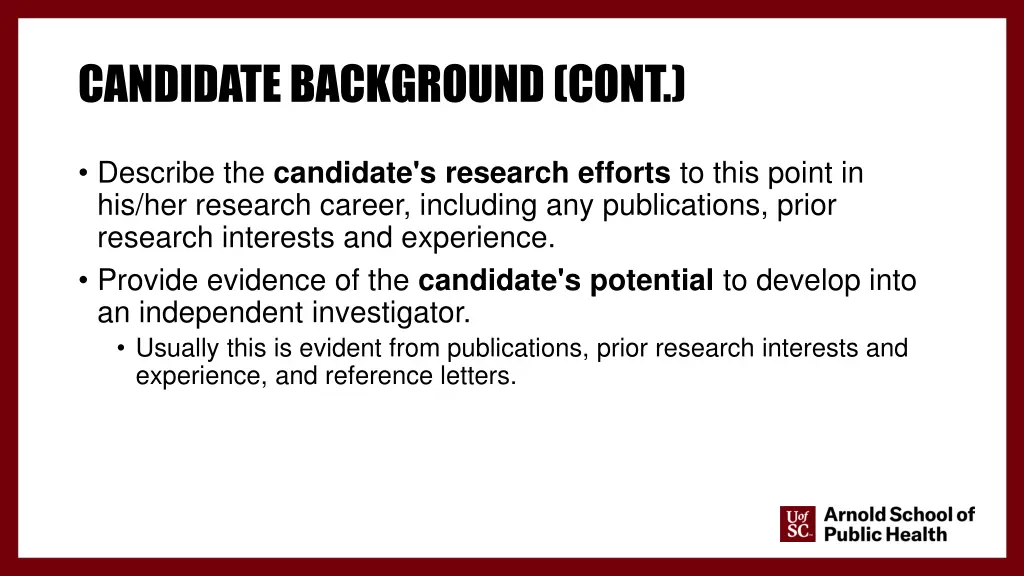 candidate background cont